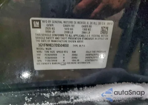 2013 Cadillac Srx Performance Collection from USA, damaged, VIN 3GYFNHE37DS504650